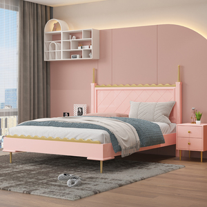 儿童床女孩公主床少女实木现代简约床小孩美式储物女童单人床小床