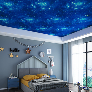 宇宙星空墙纸天花板3d立体卧室星球梦幻图案顶纸吊顶房顶ktv壁纸