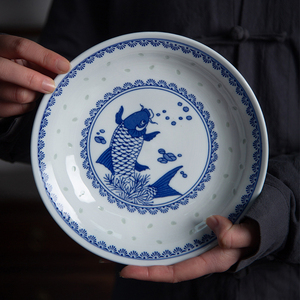 青花瓷盘子家用釉下彩