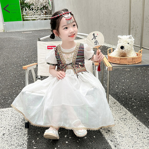 汉服女童夏装连衣裙儿童中国风裙子女宝宝公主裙复古少数民族服装