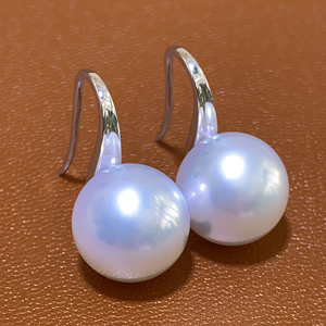 莫氏珠宝天然海水珍珠耳坠澳洲南洋白珠耳钩18k厚金版高跟鞋款