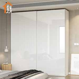 推拉门衣柜卧室家用趟门大衣橱高亮光白色极简约经移门衣柜定制款