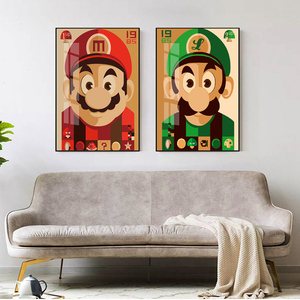 超级玛丽马里奥卡通游戏装饰画卧室客厅沙发背景墙儿童房挂画壁画