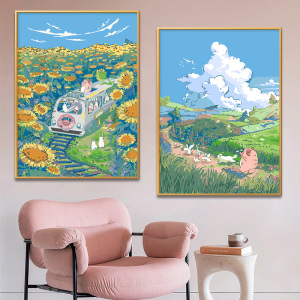 梦幻花园|diy数字油彩画填充填色儿童卡通田园治愈手工手绘涂色