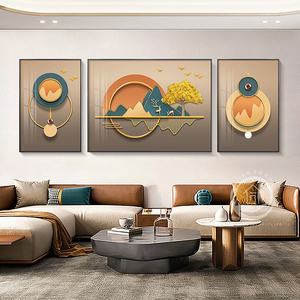 客厅三联画抽象