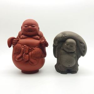 宜兴紫砂茶宠 舞狮人 张爱成名家茶宠 招财进宝一对 紫砂茶宠摆件