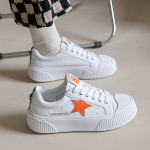 五角星小白鞋女2022春夏新款低帮鞋百搭薄款透气软皮软底休闲板鞋