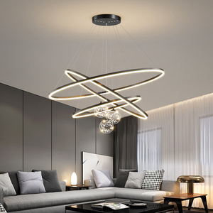 黑白灰轻奢环形吊灯2022年新款现代简约客厅主灯大气大灯星空灯具