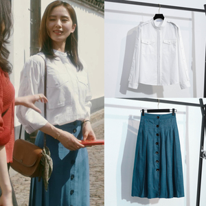 流金岁月刘诗诗蒋南孙同款衣服女秋冬季新款通勤白衬衫半身裙套装