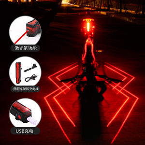 自行车灯山地车激光尾灯警示前灯usb充电夜间安全装饰灯装备配件