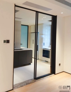 成都极窄边框16黑色钛合金双推拉门平开门移门超白长虹双方格玻璃