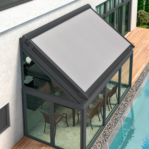 紫叶电动遮阳帘天幕遮阳棚伸缩户外顶棚阳光房玻璃房隔热防晒雨棚