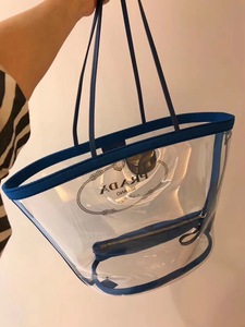 意大利代购 prada/普拉达 18春夏新款 pvc透明购物袋 女士手提包