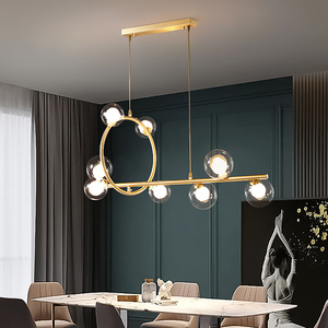 北欧全铜餐厅灯现代简约轻奢网红餐桌灯具魔豆饭厅吧台长条餐吊灯