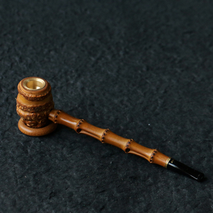 精品纯手工制作天然满钉竹根小烟斗竹制老竹鞭烟袋锅烟嘴烟具把玩