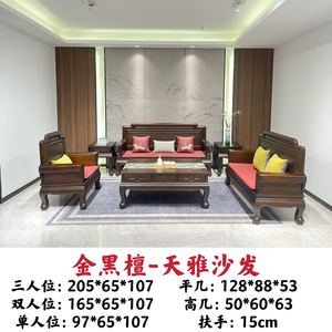 红木家具沙发组合花梨木菠萝格实新古典中式客厅天雅沙发123五件