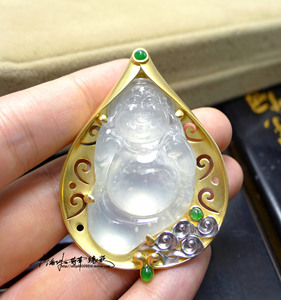布袋佛18k翡翠镶嵌