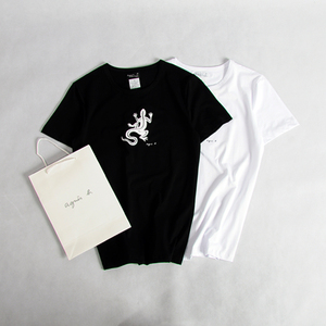 004人付款淘宝2020春夏季新款 ab草写壁虎短袖 男装 小b字母蜥蜴印花