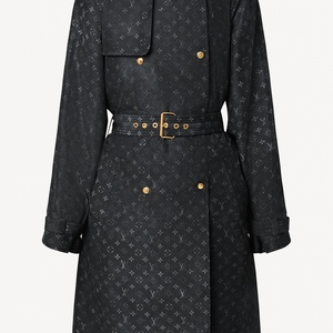 lv 路易威登 黑色老花100%丝绸中长风衣外套大衣