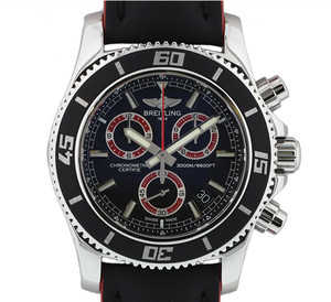 日本代购 breitling百年灵 中古二手 橡胶带三眼日历 男士石英表