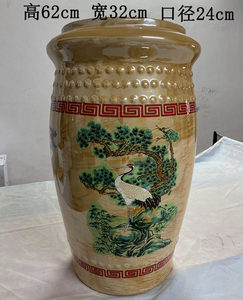 骨灰坛金斗瓮洗骨葬陶瓷大号迁坟捡骨罐高档男女款 松鹤棺材