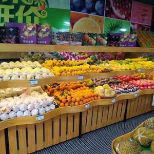 定制水果货架展示架超市果蔬架子创意多层木制百果园货架收银台