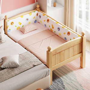 实木儿童床男孩单人床婴儿拼接大床边床加宽小床带护栏女孩公主床