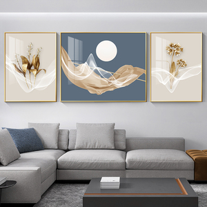 现代简约抽象客厅装饰画轻奢大气挂画时尚沙发背景墙壁画三联画