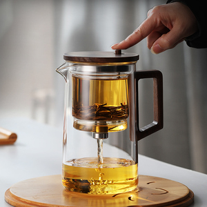 按压式茶壶一键过滤茶水分离飘逸杯大容量办公室个人用玻璃泡茶器