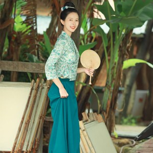 小娘惹网红套装傣族日常裙子西双版纳旅拍服装女泰国风味店服茶服
