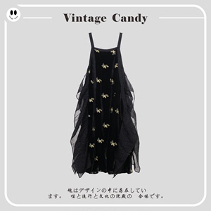 Vintage Candy 连衣裙女2023年秋冬新款法式复古赫本风气质背心裙