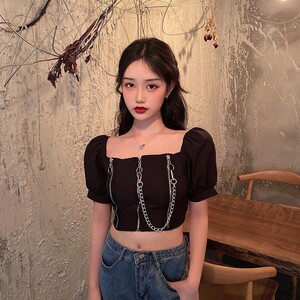抖音直播跳舞衣服 女网红主播上衣性感 酒吧蹦迪女装露肚脐上衣夏
