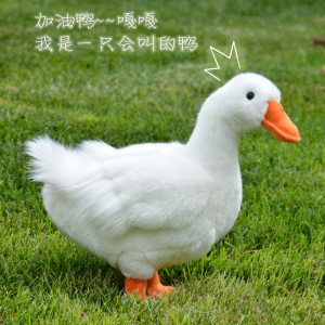 高档鸭子毛绒玩具公仔可爱会叫x鸭动物玩偶34厘米白色鸭布娃娃ins
