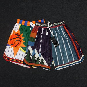 美式双层复古闪电太阳韦德乌布雷球裤高街宽松篮球运动短裤刺绣潮