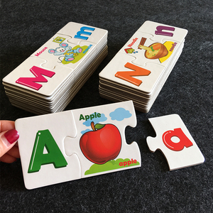 宝宝大小写字母配对卡片儿童英文早教认知大块拼图幼儿园益智玩具