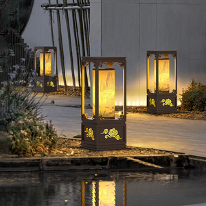 太阳能新中式户外草坪灯仿古民宿花园景观地面氛围别墅庭院地灯