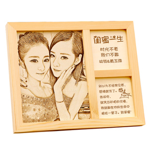 节日生日礼物女生特别的送女友创意diy木刻画定制照片友情纪念品
