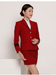 上海文峰美容美发师工装制服西装外套文峰学校酒红色西服职业装女