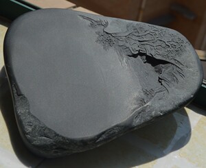 【 极品暗细螺纹】龙尾山歙砚眉子老坑极致暗细螺纹精工博意