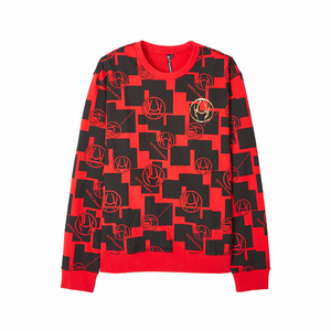 koyo秋冬新款男士时尚圆领logo格子印花绣金色珠片套头卫衣男潮