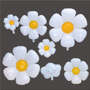 白色花朵笑脸ins小雏菊气球宝宝生日装饰拍照道具场景太阳花铝膜