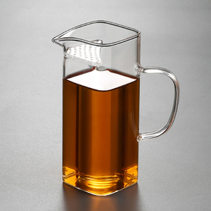 方形茶杯分茶器玻璃公道杯茶滤一体绿茶杯泡茶器带滤网带把