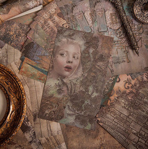 复古欧美风手帐素材纸做旧手帐diy装饰拼贴打底纸装饰素材本贴画