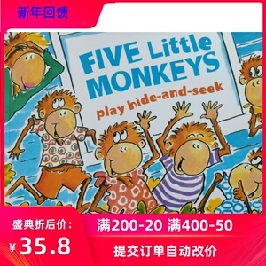 five little monkeys play hide-and-seek 五只小猴子捉迷藏 英文
