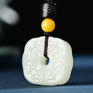 和田玉平安扣吊坠男女情侣四方守护八方来财项链玉佩玉坠玉石挂件