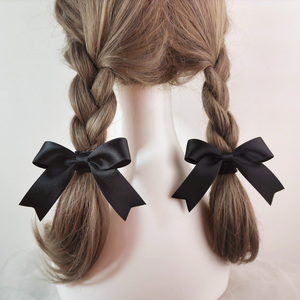 黑色蝴蝶结发绳一对发夹两个麻花辫头绳日系双马尾发圈网红头饰