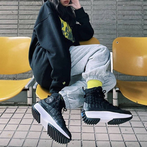 匡威男鞋女鞋runstar增高厚底夹棉黑色高帮休闲鞋 松糕鞋170246