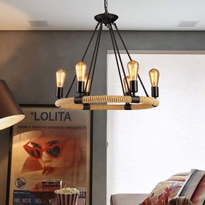 复古麻绳灯led创意个性客厅餐厅卧室烧烤店咖啡厅吧台工业风吊灯