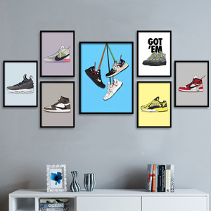 潮牌鞋店球鞋装饰画运动鞋店挂画壁画服装店收银台创意背景墙画框