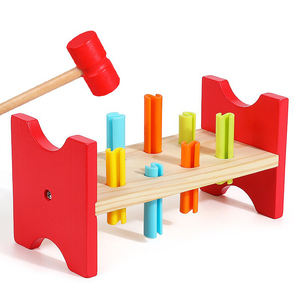 儿童早教益智彩色打木桩趣味打桩台手眼协调脑力颜色认知敲打玩具